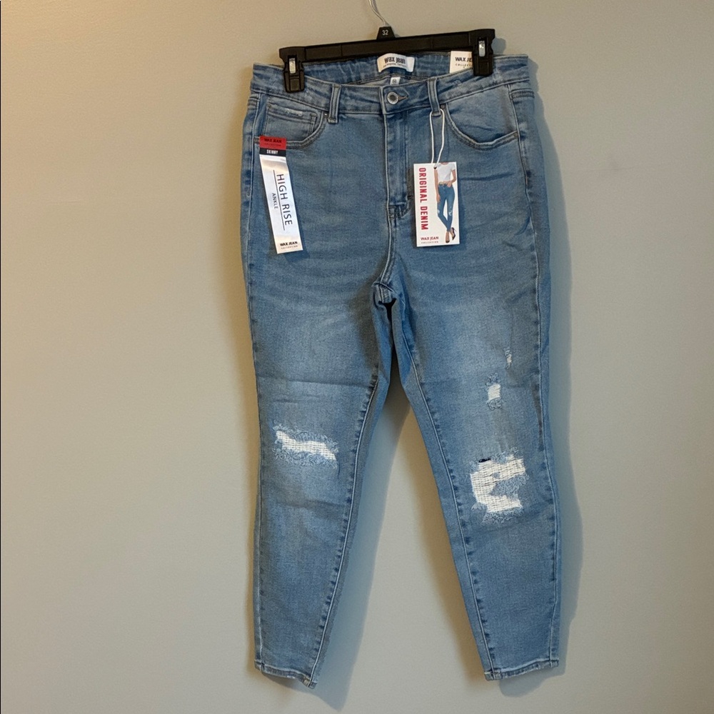 Wax Jean Light Blue Distressed Skinny Jeans